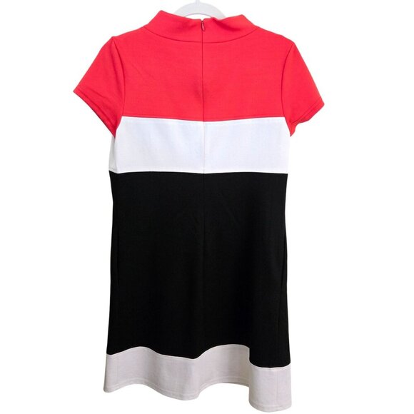 Sara Campbelll Colorblock Mockneck Short Sleeve Dress Made In USA Pockets Size 8 - Picture 2 of 5